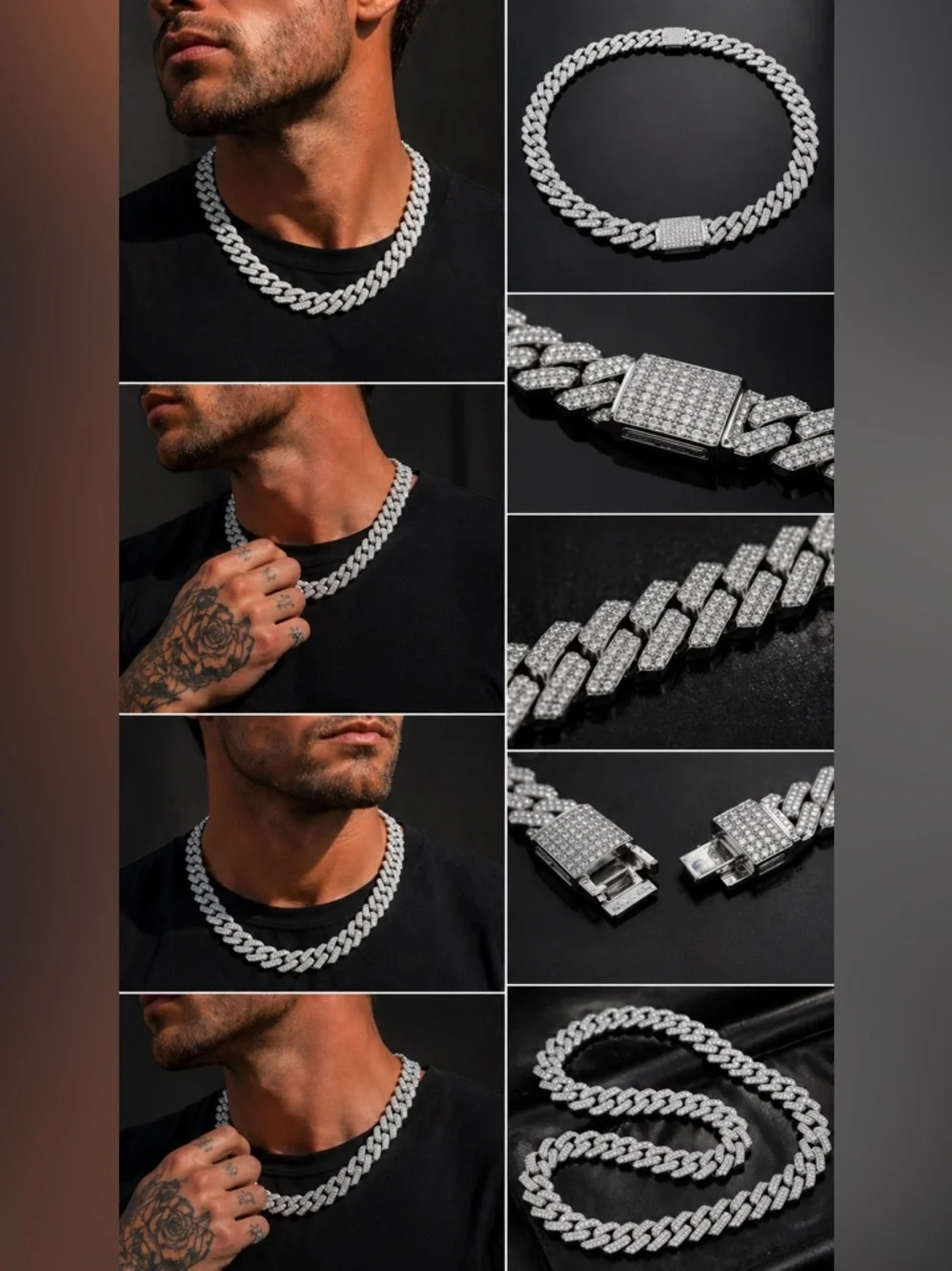 18” Iced Out CubanLink Chain Moissanite VVS Diamond Look Unisex Hip Hop Necklace